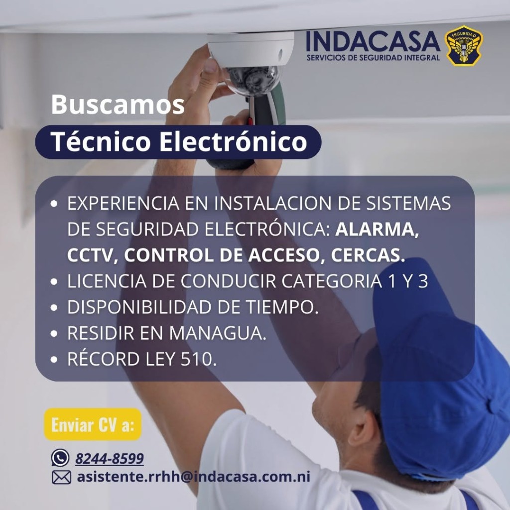 Vacante: Técnico Electrónico — Indacasa